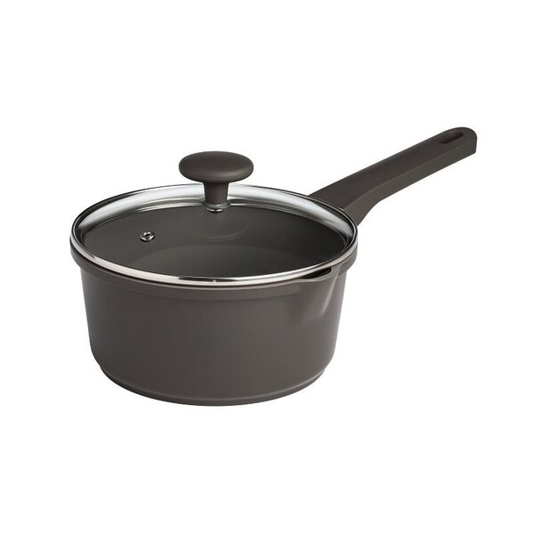 Ecolution Aria Series Sauce Pan, 2 qt, Aluminum, Charcoal, Comfort-Grip, Soft Touch Handle - EH12656-AS