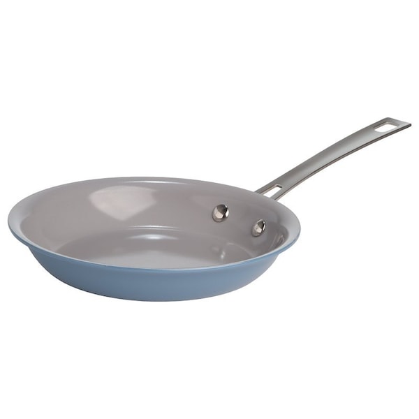 Ecolution Fry Pan, 8 in Dia, Aluminum, Dusty Blue, Ceramic-Coated, Non-Stick: Yes, Dishwasher Safe: Yes - EL11056-AS