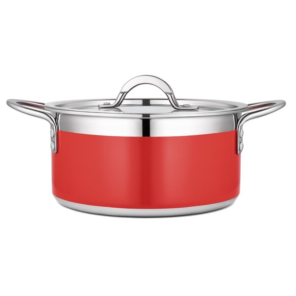 Bon Chef Country French 2 Pot W/Cover 8 5/8"D X 3 7/8"H 3 Qt 9 Oz - Red - 71301-CF2-R