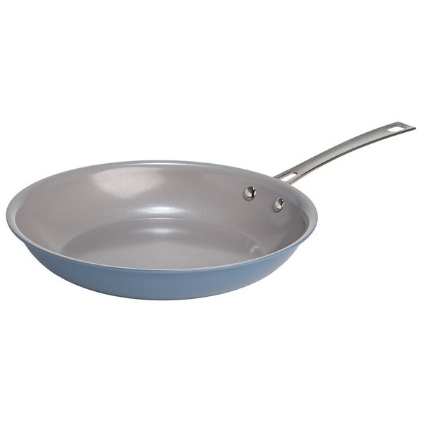Ecolution Fry Pan, 11 in Dia, Aluminum, Dusty Blue, Ceramic-Coated, Non-Stick: Yes, Dishwasher Safe: Yes - EL11058-AS