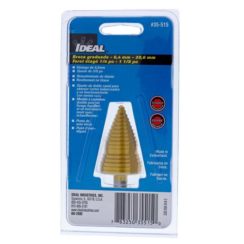 Broca escalonada IDEAL, 1/4 pulgadas - 1 1/8 pulgadas - 35-515