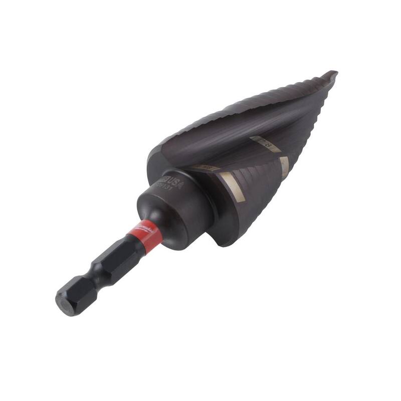 Milwaukee SHOCKWAVE Broca de Paso de Titanio para Trabajo de Impacto de 7/8 pulg. x 1-1/8 pulg. #9 con Broca de Paso de Titanio de 3/16 pulg. a 3/4 pulg. #3 (2 Piezas) - 48-89-9249-48-89-9243