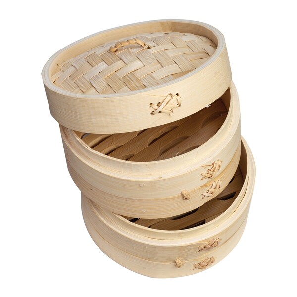 Joyce Chen 2-Tier Bamboo Steamer Baskets with Lid 6-In. - J26-0016