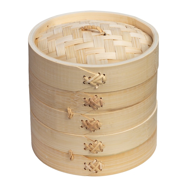 Joyce Chen 2-Tier Bamboo Steamer Baskets with Lid 6-In. - J26-0016