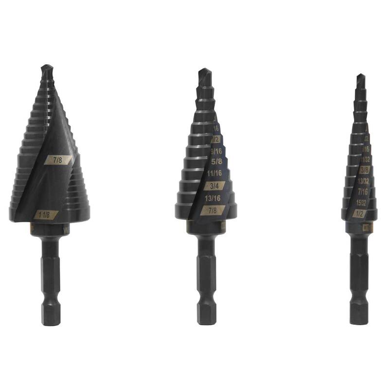 Juego de brocas escalonadas de titanio de alta resistencia WEN con brocas escalonadas #1, #4 y #9 (3 piezas) - DB149X