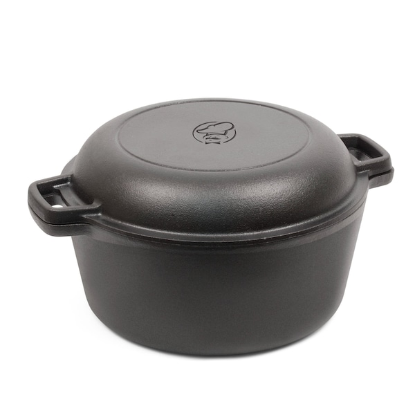 Commercial Chef 5 Qt Cast Iron Dutch Oven with Skillet Lid - CHFL508