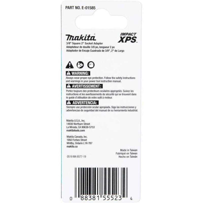 Adaptador de llave de vaso cuadrada de 3/8 pulgadas y 2 pulgadas - E-01585 de Makita IMPACT XPS.