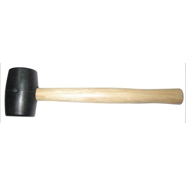 Westward 2 lb Rubber Mallet, 3 1/2 in Face Dia., 13 3/8 in L Wood Handle - 6DWK9