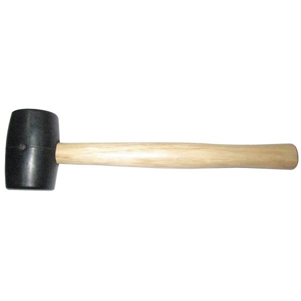 Westward 2 lb Rubber Mallet, 3 1/2 in Face Dia., 13 3/8 in L Wood Handle - 6DWK9