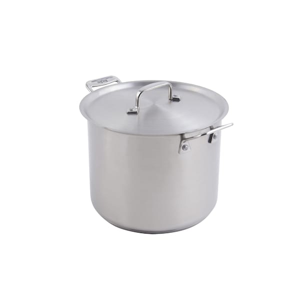 Bon Chef Cucina Stock Pot W/ Lid, Ind Btm, 9 1/2"Dia X 7 3/8"H, 2 Sq Hndls, 7 Qt - 60003