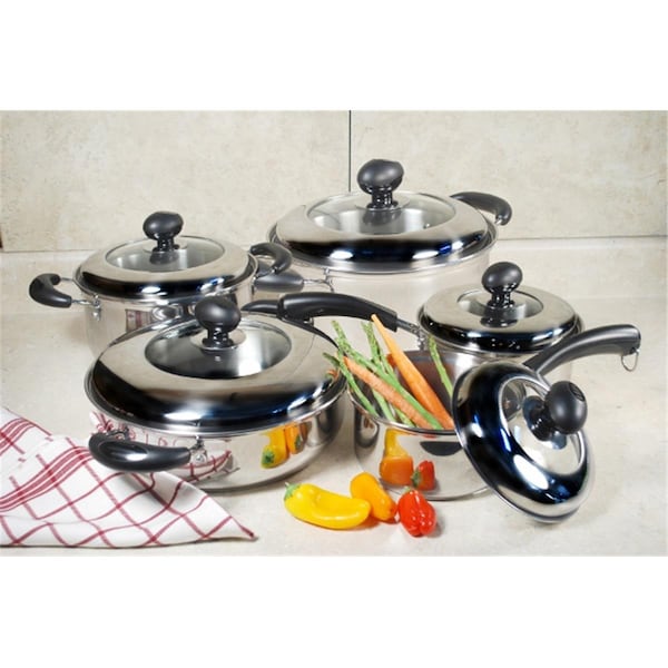 Cook Pro 10 PC Stainless Cookware Set with Stainless and Glass Combo Lids - 555