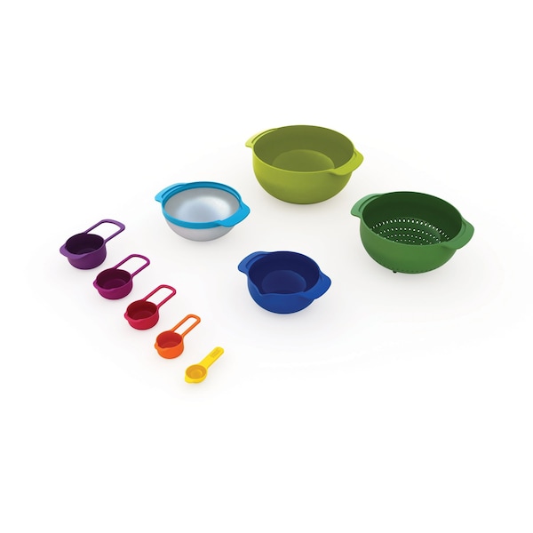 Joseph Joseph Joseph Joseph Nest 3 qt Polypropylene Multicolored Mixing Bowls and Measuring Set 9 pc - 40087