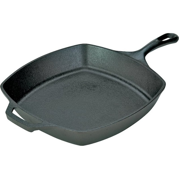 Lodge Seasoned Skillet, 10-1/2 in Dia, Iron, Black - L8SQ3