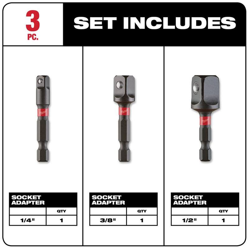 Juego de adaptadores de 1/4 pulg. con vástago hexagonal SHOCKWAVE Impact Duty de Milwaukee (6 piezas) - 48-32-5033-48-32-5033