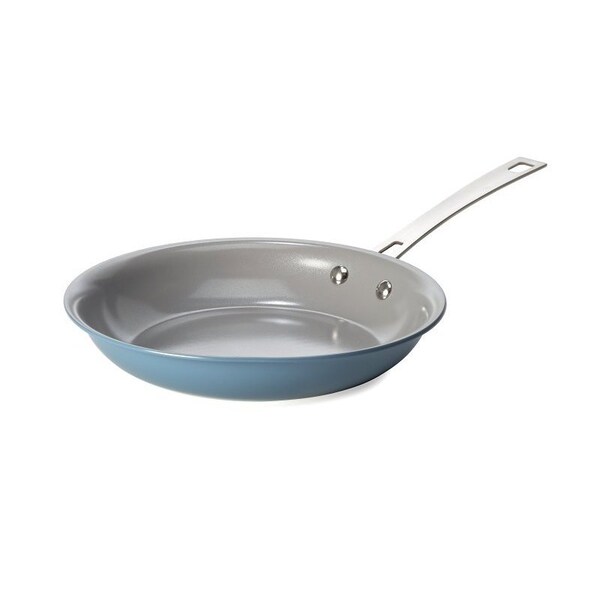 Ecolution Fry Pan, 9-1/2 in Dia, Aluminum, Dusty Blue, Ceramic-Coated, Non-Stick: Yes, Dishwasher Safe: Yes - EL11057-AS