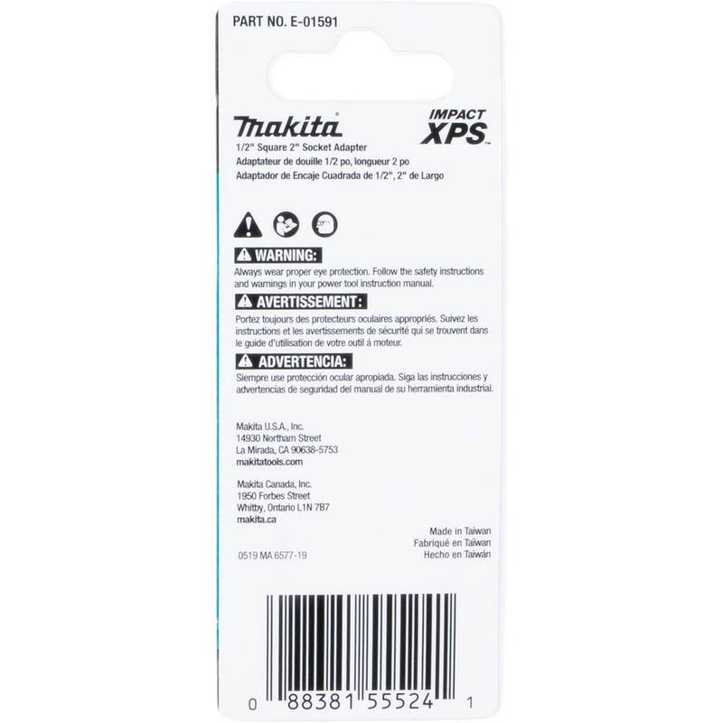 Adaptador de Socket de 1/2 pulgadas cuadradas de 2 pulgadas Impact XPS de Makita - E-01591