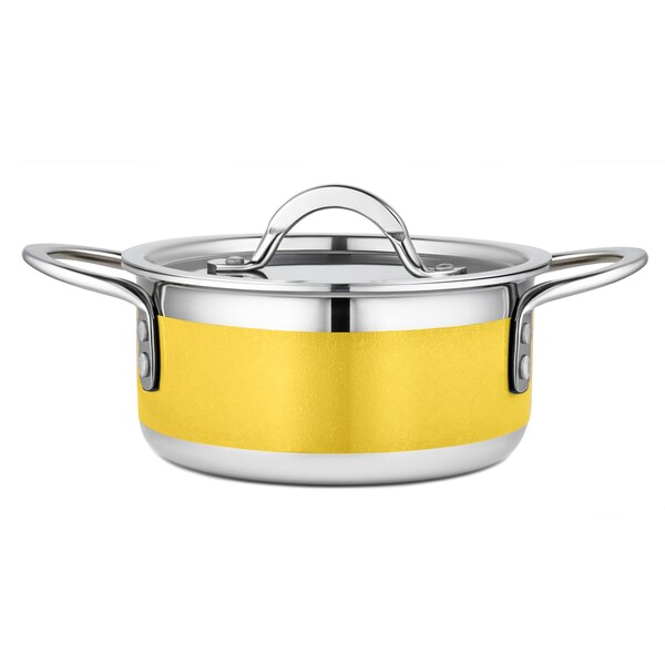Bon Chef Country French 2 Pot W/Cover 7" X 3" 1 Qt 22 Oz - Yellow - 71299-CF2-Y