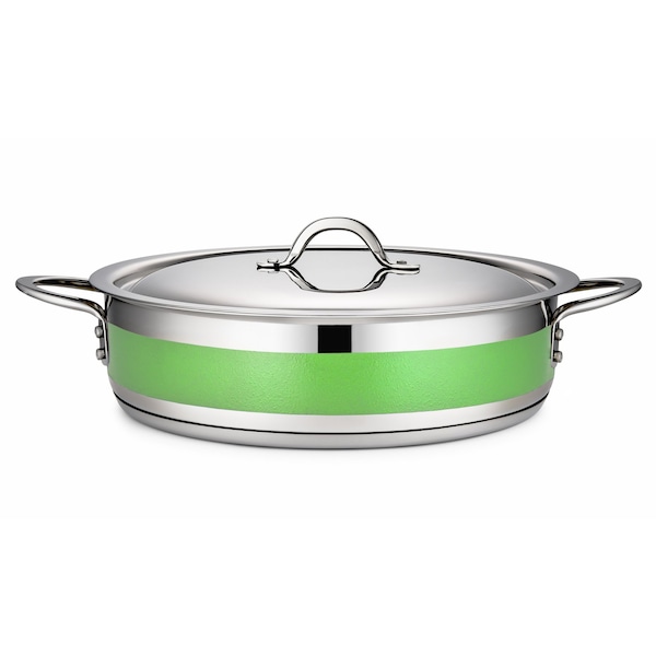 Bon Chef Country French 2 Pot W/Cover 12 3/8"  Dia X 3"  6 Qt - Lime - 71030-CF2-L