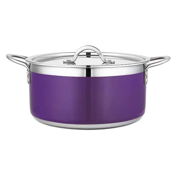 Bon Chef Country French 2 Pot W/Cover 10 1/8"Diax4 3/4"H 5 Qt 22 Oz - Purple - 71303-CF2-P