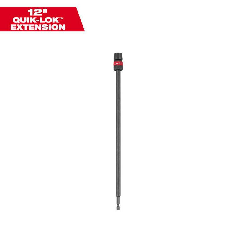 Extensión de cambio rápido de 1/4 de pulgada con impacto Milwaukee SHOCKWAVE de 12 pulgadas - 48-28-1020