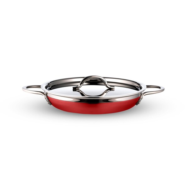 Bon Chef Country French 2 Saute Pan/Skillet W/Cover Dbl Handle  11"X2 1/4"  2 Qt 12 Oz - Red - 71305-CF2-R