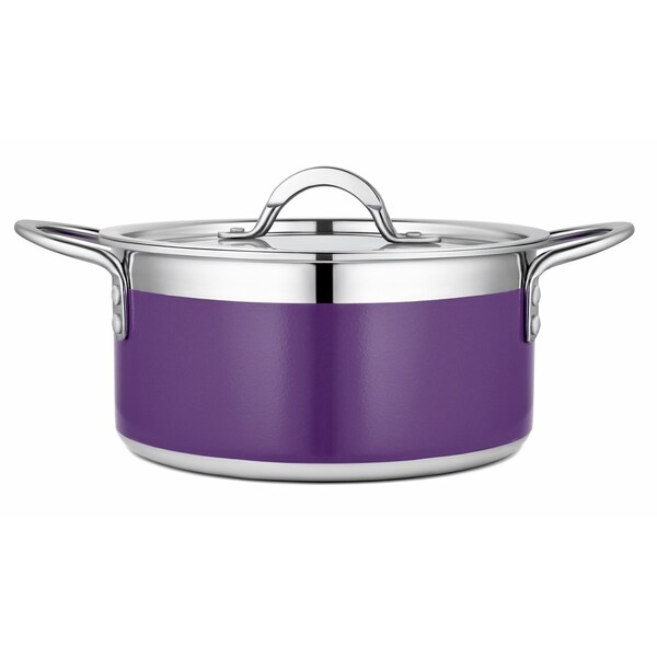 Bon Chef Country French 2 Pot W/Cover 8 5/8"D X 3 7/8"H 3 Qt 9 Oz - Purple - 71301-CF2-P