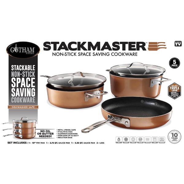 Gotham Steel Gotham Steel Stackmaster Aluminum Fry Pan Set Copper - 2909