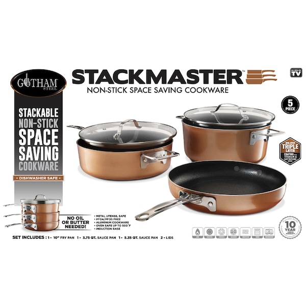Gotham Steel Gotham Steel Stackmaster Aluminum Fry Pan Set Copper - 2909
