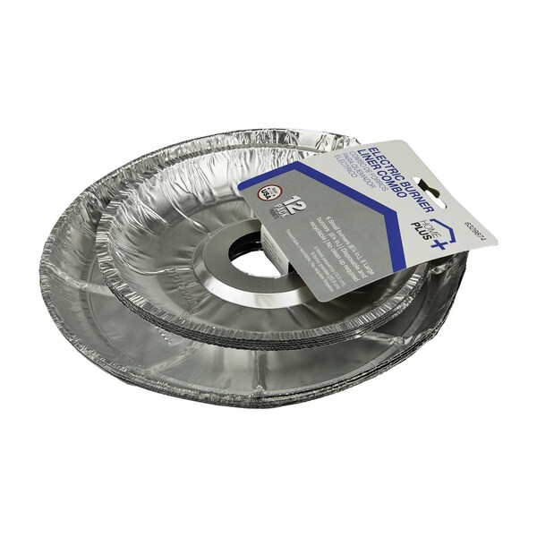 Home Plus Home Plus Durable Foil Assorted in. W Electric Burner Liner Silver 12 pk - D62120