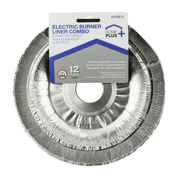 Home Plus Home Plus Durable Foil Assorted in. W Electric Burner Liner Silver 12 pk - D62120