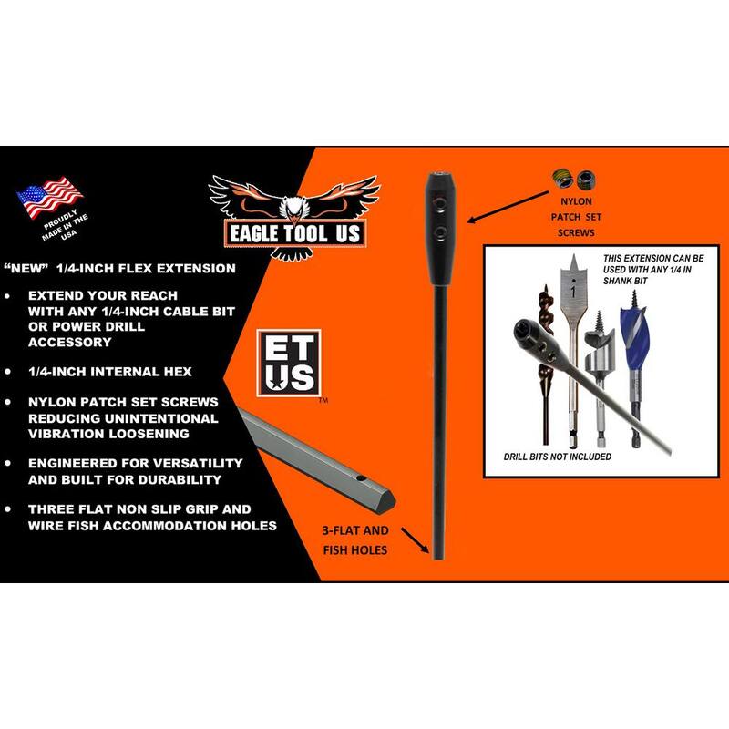 Extensión de broca de 1/4 de pulgada x 52 pulgadas de Eagle Tool US - ETHX25052