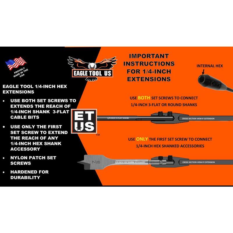 Extensión de broca de 1/4 de pulgada x 52 pulgadas de Eagle Tool US - ETHX25052