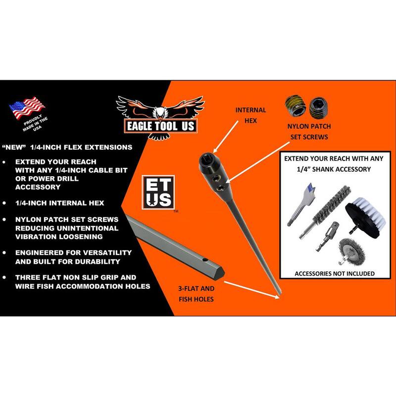 Extensión de broca de 1/4 de pulgada x 52 pulgadas de Eagle Tool US - ETHX25052