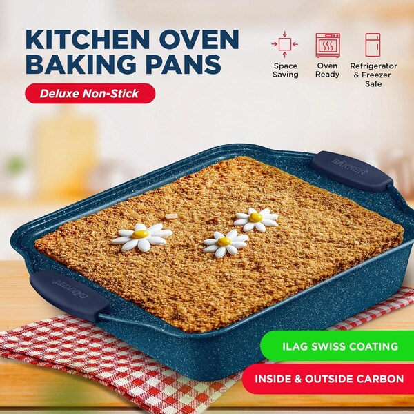 Bakkenamster BAKKEN Kitchen Baking Pan Set, Oven Safe Tray, Up To 450 Deg F, 18PK - BKBSBLUE18