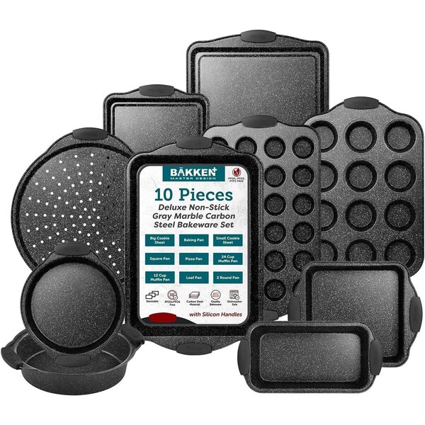 Bakkenamster BAKKEN Kitchen Oven Baking Pans, Oven Safe, 450 Deg F, 10PK - BKBSGRYMAR10