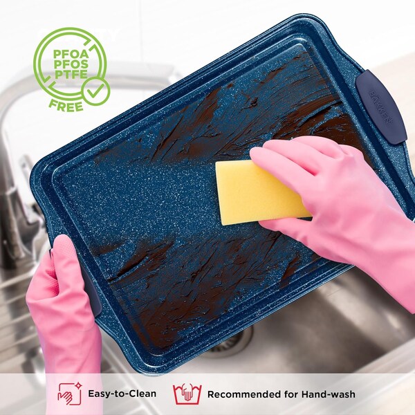 Bakkenamster BAKKEN Kitchen Baking Pan Set, Oven Safe Tray, Up To 450 Deg F, 3PK - BKBSBLUE3