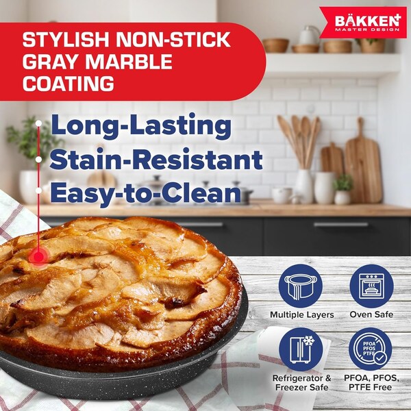 Bakken- Swiss BAKKEN 10-Piece Nonstick Bakeware Set, Carbon Steel, Stackable, PFOA-Free, Oven Safe, 450 DegF - BK10SGRY00