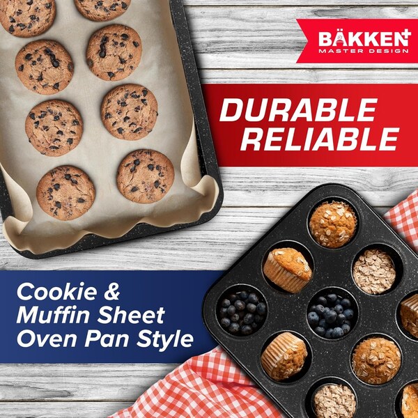 Bakken- Swiss BAKKEN 10-Piece Nonstick Bakeware Set, Carbon Steel, Stackable, PFOA-Free, Oven Safe, 450 DegF - BK10SGRY00