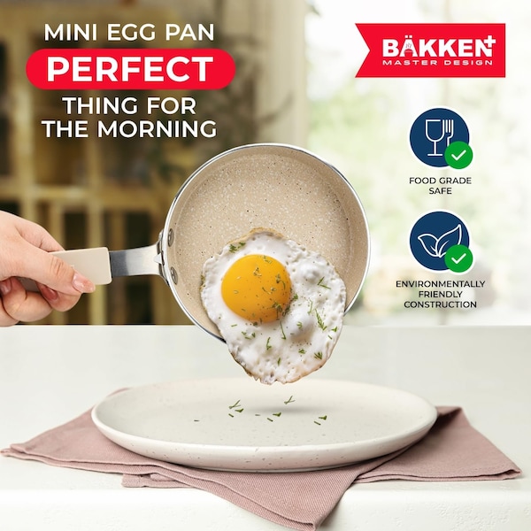 Bakken- Swiss 2-Piece Mini Pan Set, 5.5 in. Non-Stick Egg Pan with Kitchen Spatula, Heat-Resistant Up To 400 DegF - BKCWMIN77