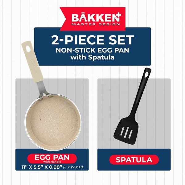 Bakken- Swiss 2-Piece Mini Pan Set, 5.5 in. Non-Stick Egg Pan with Kitchen Spatula, Heat-Resistant Up To 400 DegF - BKCWMIN77