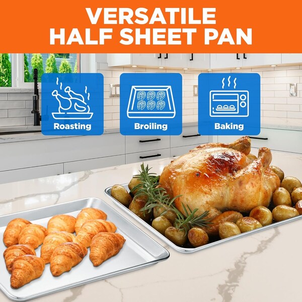 Emporio Kitchen Baking Pan Set, Medium and Large Aluminum Cookie Sheet Pan, 10.5in. x 15in. and 13in. x 18in. - EMPKSST1184