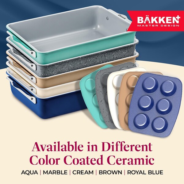 Bakken-Swiss Square Cake Pan, Aluminized Steel, Ceramic Non-Stick, Non-Toxic, Heavy-Duty, Ideal Size - SBKCRSTBKBULPAN