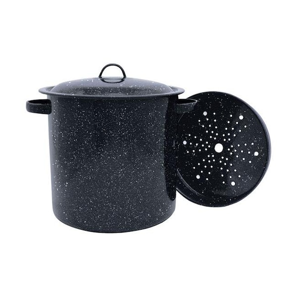 Granite Ware Granite Ware 6505150 11.5 in. 15.5 qt. Ceramic Over Steel Stock Pot  Black & White - 6505150