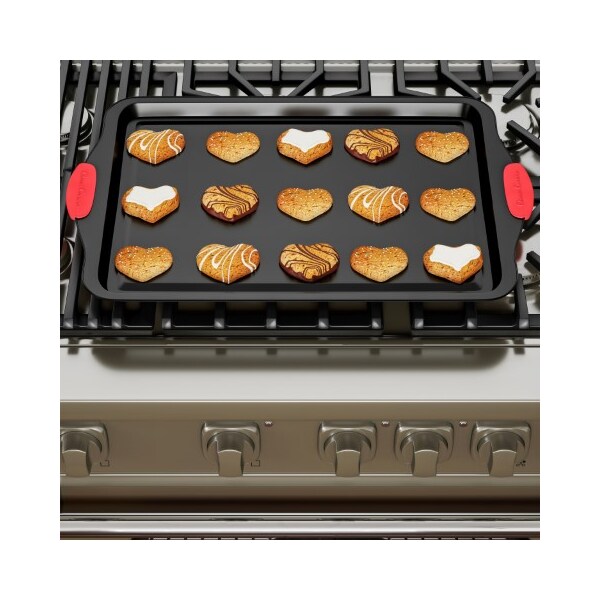 Hastings Home 3-pc Baking Pans, Nonstick Sheet, Silicone Handles, 17.75"x12", 15.75"x10" Jelly Roll, 13.5"x9" Bakeware - 635869HNZ