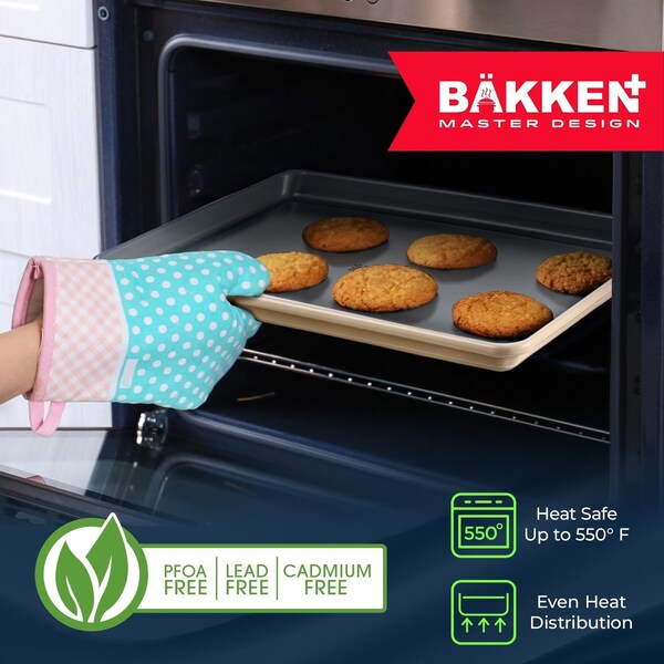 Bakken-Swiss Bakken 8-Piece Stackable Bakeware Set, Ceramic Non-Stick, PTFE, PFOA and PFOS Free, Oven-Safe - BKCRSTBKGLD