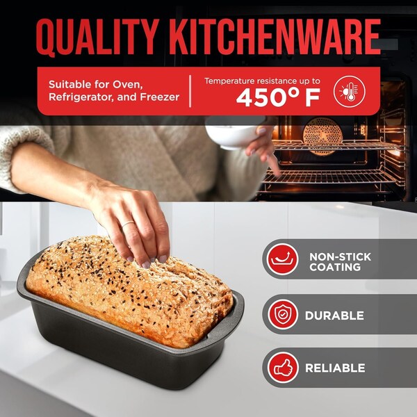 Bakken-Swiss Loaf Pan Set, Nonstick Carbon Steel, Dishwasher Safe, Ideal for Bread and Cakes, 4PK - BK4LOA4