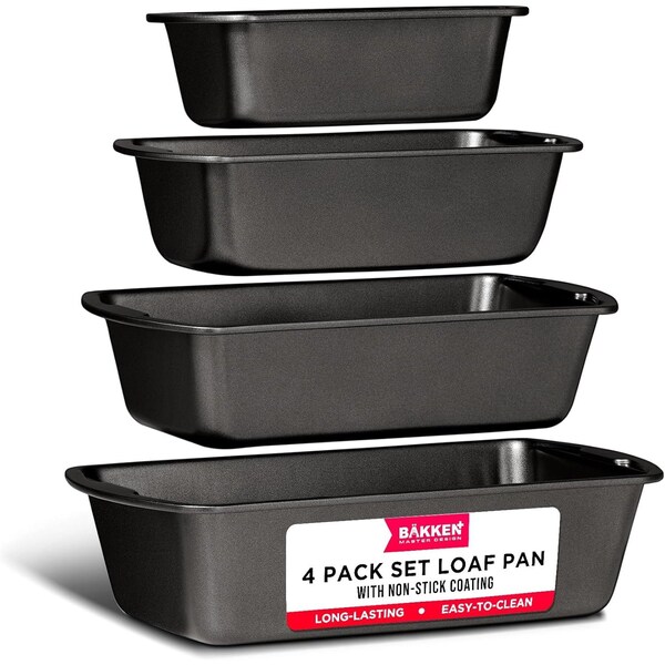 Bakken-Swiss Loaf Pan Set, Nonstick Carbon Steel, Dishwasher Safe, Ideal for Bread and Cakes, 4PK - BK4LOA4