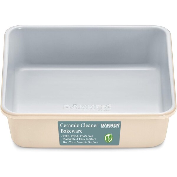 Bakken-Swiss Square Cake Pan, Aluminized Steel, Ceramic Non-Stick, Non-Toxic, Heavy-Duty, Durable and Stylish - SBKCRSTBKCRMPAN
