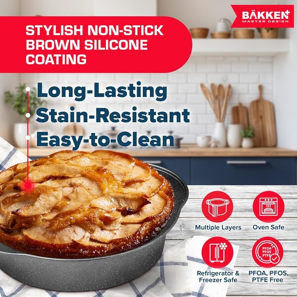 Bakken- Swiss BAKKEN 6-Piece Nonstick Bakeware Set, Carbon Steel, Stackable, PFOA-Free, Oven Safe, 450 DegF - BK6PCGR6Y