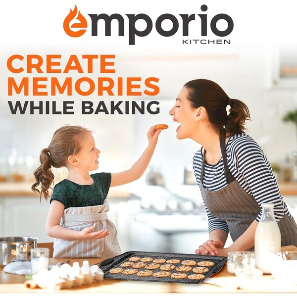 Emporio Kitchen Baking Pan Set, Oven Safe Tray, Up To 450 Deg F, Gray, 6PK - EMPKSTON60